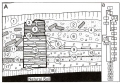 Costruzione di una sequenza stratigrafica (a) a partire da una singola sezione(A) di uno scavo archeologico. Gli strati numerati in figura A  corrispondono a quelli nei rettangoli in figura a. L’immagine è tratta da Edward Harris, Principles of archaeological stratigraphy Second Edition, Academic Press, 1979